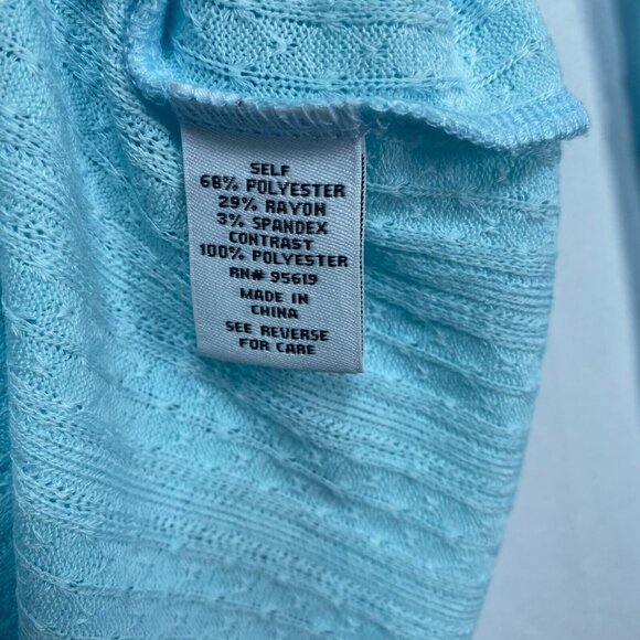 Fever Tunic Blouse Womens size Large Blue Long Sleeve Crochet Peasant Boho New - Picture 4 of 7